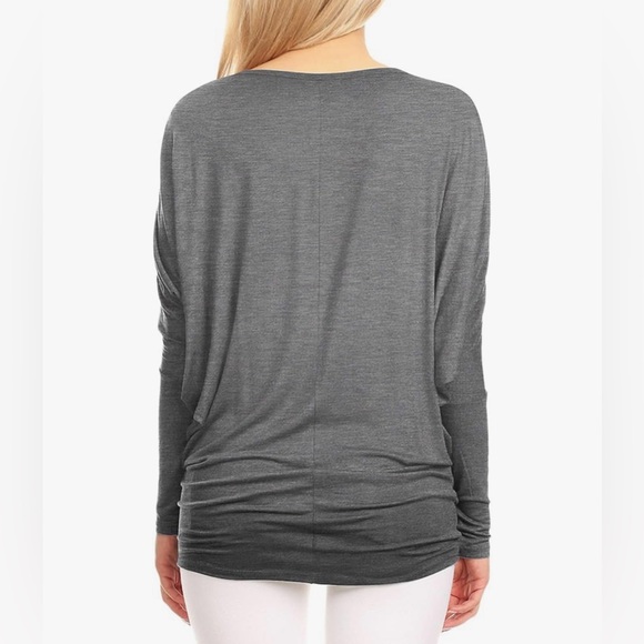 Flowy and Comfort Draped Long Sleeve Batwing Dolman -charcoal - Picture 4 of 5